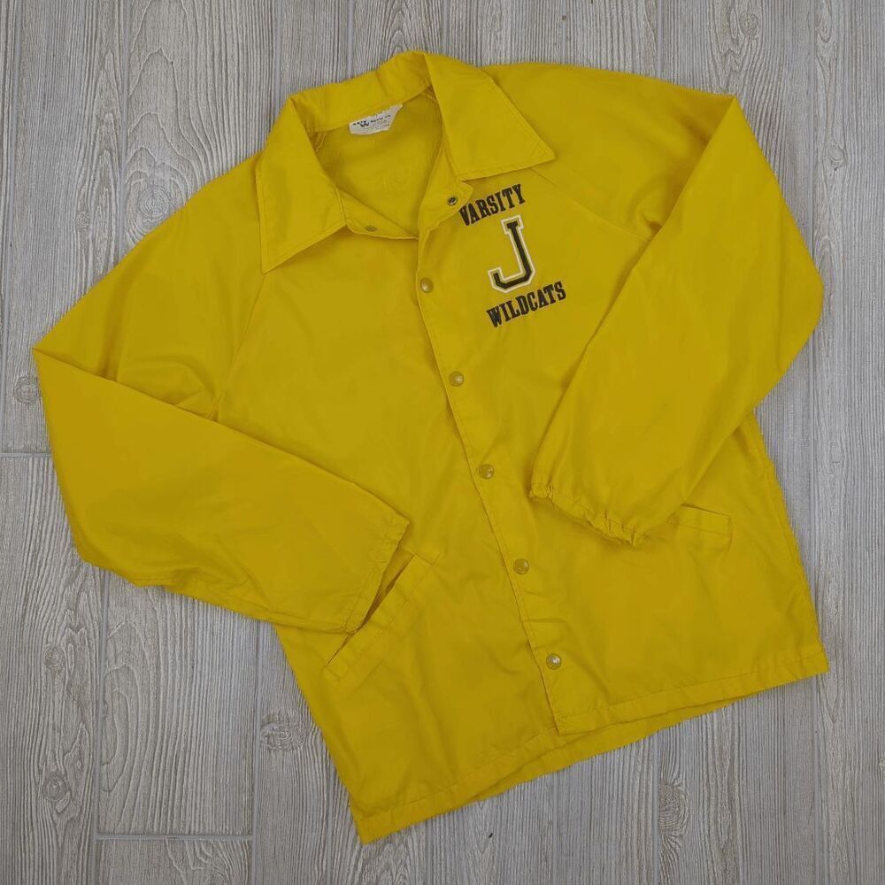 Vintage Yellow Windbreaker Varsity Wildcats Unlined Jacket Size Medium